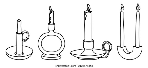 Aroma Candle. Doodle Vector Illustration. Line Hand Drawn Art.