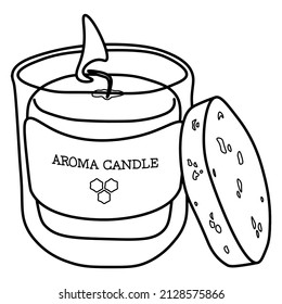 Aroma candle. Doodle vector illustration. Line hand drawn art.