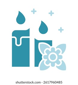 Aroma Candle dual tone color, mini illustration icon, related to relaxation, spa, wellness and more. Vector EPS 10 for modern concept, print, UI, UX kit, web and app development