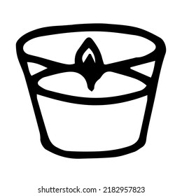 Aroma candle in glass doodle style vector illustration isolated on white background