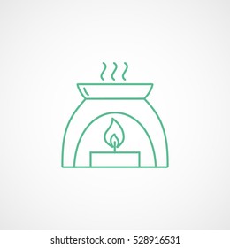Aroma Candle Green Line Icon On White Background