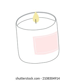 Aroma candle illustration, flame, peach scent