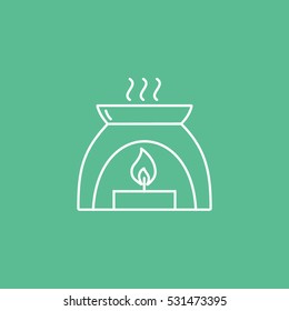 Aroma Candle Line Icon On Green Background