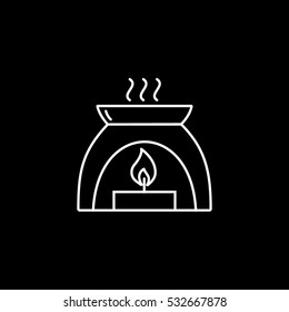 Aroma Candle Line Icon On Black Background
