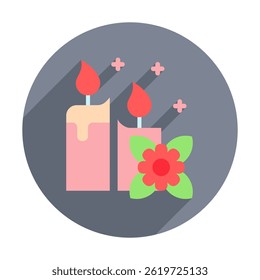 Aroma Candle rounded flat color, mini illustration icon, related to relaxation, spa, wellness and more. Vector EPS 10 for modern concept, print, UI, UX kit, web and app development