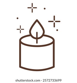 Aroma candle simple line icon. candlelight sparkling sign.  relaxation symbol. Icon for web and mobile app, marketplace. Line art style candle icon and logo