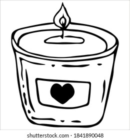 Aroma Candle. Single Doodle Vector Illustration. Hand Drawn.