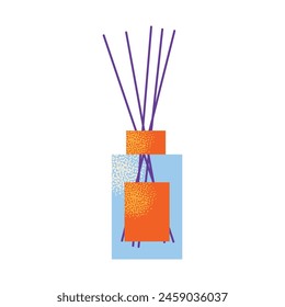 Aroma candles. Cartoon scented wax light, Bottles with natural aroma oils, herbs, diffuser and fragrance, spa therapy decoration different shapes. Vector illustration isolated on background