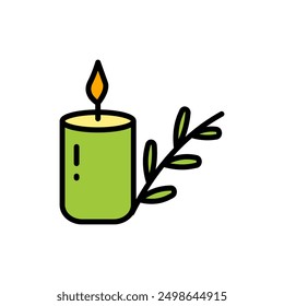 Aroma candles color icon. Aromatic wick for relaxation. Spa candlelight sign. Simple style spa candle vector.