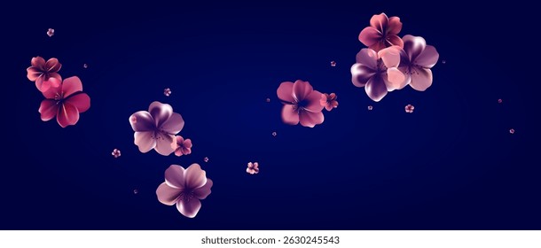 Fluxo de flores de cerejeira. Delicado flores transparentes bg. Fundo de primavera tenra para embrulhar presente ou cartões para dia de mulheres, Dia dos Namorados, aniversário ou casamento. Ilustração vetorial. EPS 10.