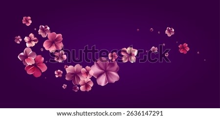 Aroma Cherry blossoms flow. Delicate transparent flowers bg. Tender spring background for gift wrapping or cards for womens day, Valentines Day, birthday or wedding. Vector illustration. EPS 10.