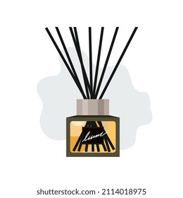 Aroma diffuser with chopsticks for the home. Vector illustration.