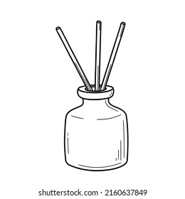 Aroma diffuser for home. Doodle sketch style. Linear simple diffuser. Isolated vector illustration.