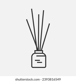 Icono de difusor de Aroma. Copos de bambú en la botella, olor a casa, perfume. concepto de spa. Vector 