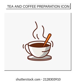 Aroma drink color icon. Hot drink in teacup. Tea party. Tea and coffee preparation concept. Isolated vector illustration