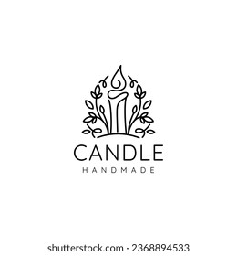 Aroma handmade candle logo. Vector hand-drawn illustration in doodle style. Design element for logo and other design