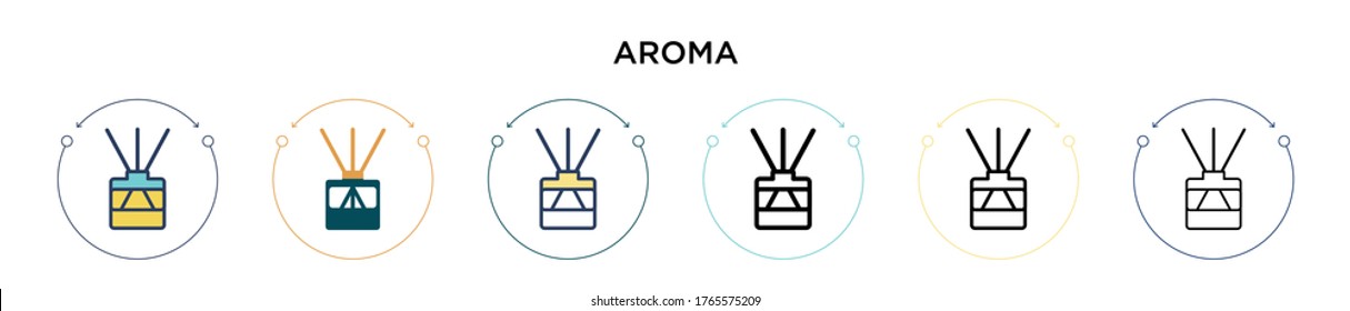 Aroma icon in filled, thin line, outline and stroke style. Vector illustration of two colored and black aroma vector icons designs can be used for mobile, ui, web