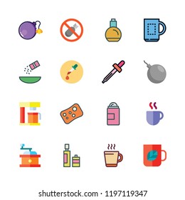 aroma icon set. vector set about bomb, seasoning, coffees and olive oil icons set.