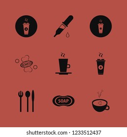 aroma icon. aroma vector icons set coffee cup heart, hot coffee, soap and dropper pipette