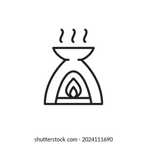 Aroma lamp with candle - linear icon. Aromatherapy. Simple vector sign.