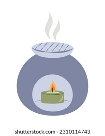 Aroma lamp with candle..Aromatherapy,mind calming and relaxation. Vector illustration