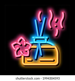 aroma odor parfume stick neon light sign vector. Glowing bright icon aroma odor parfume stick sign. transparent symbol illustration