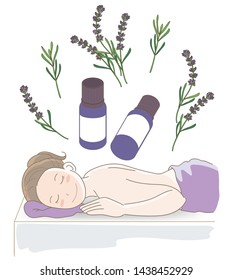 Aroma oil and small bottles - Massage image with lavender 