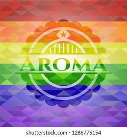 Aroma on mosaic background with the colors of the LGBT flag