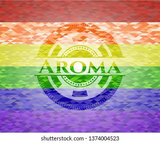 Aroma on mosaic background with the colors of the LGBT flag