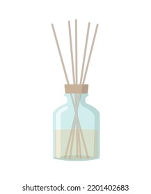 Aroma reed diffuser with sticks.