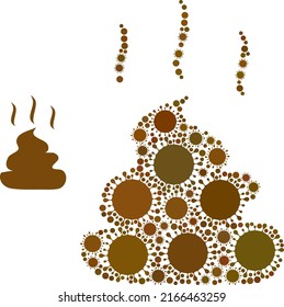 Icono de mosaico de mierda de Aroma. Mosaico vectorial hecho de elementos Covid-2019 al azar. Icono de mierda de aroma de mosaico contagioso. Mosaico de mierda de Aroma para plantillas de ruptura.