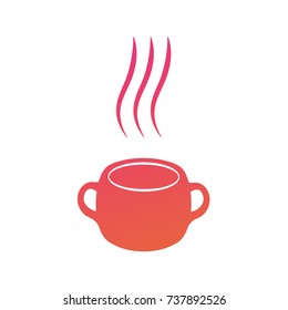 Aroma sign. Soup or double handle coffee cup. Scent concept. Hot steam. Restaurant mug icon. Vector illustration for your design.