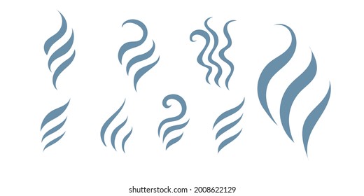 Aroma or steam icon collection. Perfume or heat sign. Warm symbol. Vector illustration.