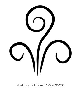 Aroma steam icon. Smoke fume line. Heat vapor stink flame sign symbol. Black silhouette. Aromas perfume hot drink tea coffee smell. Flat design. Isolated. White background. Vector illustration