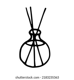 Aroma sticks in bottle doodle style vector illustration isolated on white background
