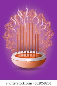 aroma sticks, incense, aromas. vector transparent graphic template. 3D illustration. 