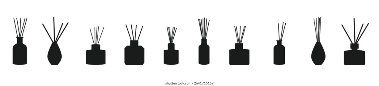 aroma sticks set cartoon isolated vector silhouette