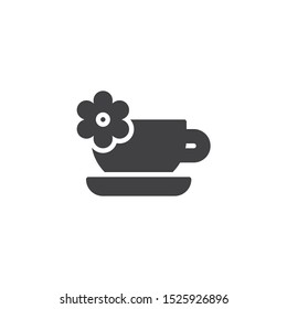 Aroma tea cup with flower vector icon. filled flat sign for mobile concept and web design. Aromatherapy and spa therapy glyph icon. Symbol, logo illustration. Vector graphics