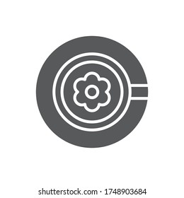 Aroma tea cup with flower vector icon symbol isolated on white background