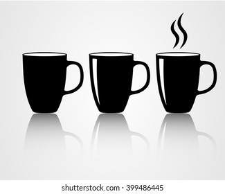 Aroma tea cup vector icon set