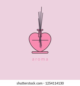 Aroma therapy, aroma home, icon bottle of perfume, incense. Vector illustration