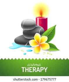 Aroma therapy icon with oil, cinnamon and anise star
