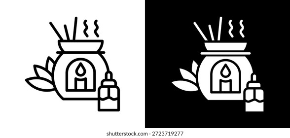 Aroma-Therapie-Symbol, weißschwarz, Vektorgrafik