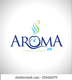 Aroma Therapy Logo Design. Aromatic oils design symbol. Aroma Text Icon.