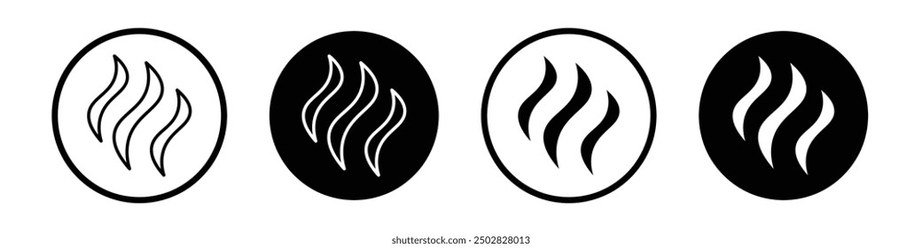 Aroma vector icon set black filled and outlined style.