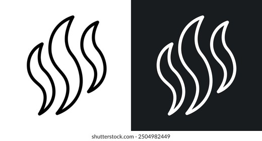 Aroma vector icon set black and white filled and outlined style.