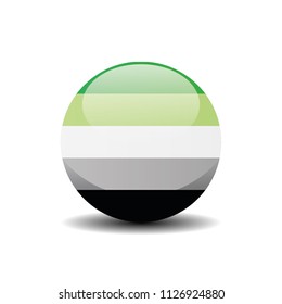 Aromantic Circle Button Flag. LGBT 3D, Vector, Illustration, Symbol.