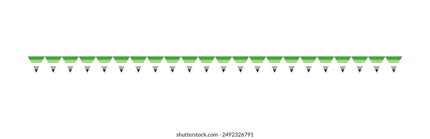 Aromantic Flag Garland Separator Divider Border. Pride month bunting simple vector graphics.