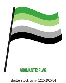 Aromantic Flag Waving Vector Illustration Designed with Correct Color Scheme. Symbol of Agender Community.