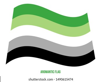 Aromantic Flag Waving Vector Illustration Designed with Correct Color Scheme. Symbol of Agender Community.